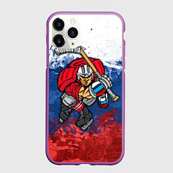 Чехол iPhone 11 Pro матовый Русский хоккеист, цвет: 3D-фиолетовый
