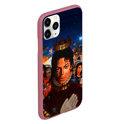 Чехол iPhone 11 Pro матовый Michael Jackson: Pop King / 3D-Малиновый – фото 2