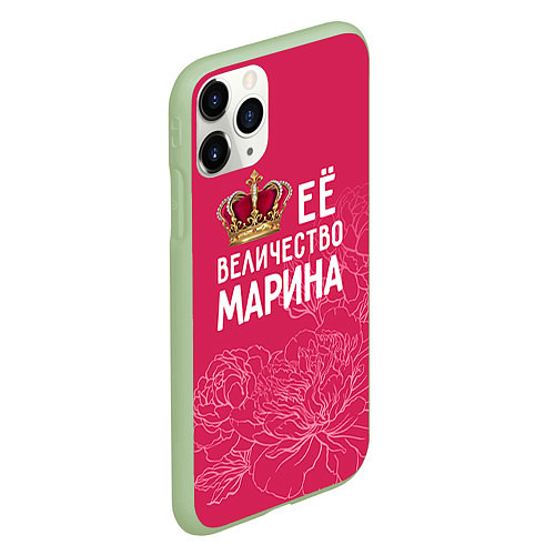Чехол iPhone 11 Pro матовый Её величество Марина / 3D-Салатовый – фото 2