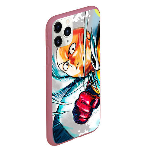 Чехол iPhone 11 Pro матовый One Punch Man Rage / 3D-Малиновый – фото 2