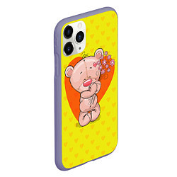 Чехол iPhone 11 Pro матовый Мишка с цветочками, цвет: 3D-серый — фото 2
