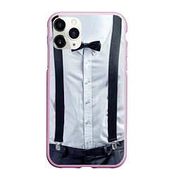 Чехол iPhone 11 Pro матовый Рубашка с подтяжками, цвет: 3D-розовый