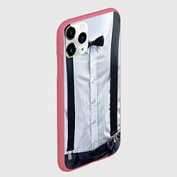 Чехол iPhone 11 Pro матовый Рубашка с подтяжками, цвет: 3D-малиновый — фото 2