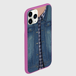Чехол iPhone 11 Pro матовый Джинсовка, цвет: 3D-фиолетовый — фото 2