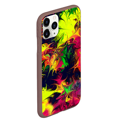 Чехол iPhone 11 Pro матовый Кислотный взрыв / 3D-Коричневый – фото 2