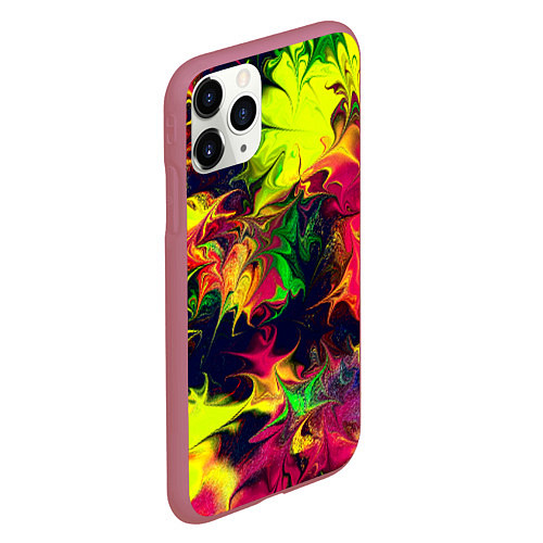 Чехол iPhone 11 Pro матовый Кислотный взрыв / 3D-Малиновый – фото 2