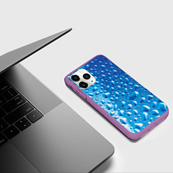 Чехол iPhone 11 Pro матовый Капли воды, цвет: 3D-фиолетовый — фото 2