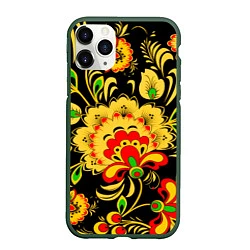 Чехол iPhone 11 Pro матовый Хохлома, цвет: 3D-темно-зеленый