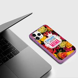 Чехол iPhone 11 Pro матовый Маме, цвет: 3D-фиолетовый — фото 2