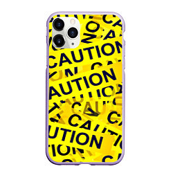 Чехол iPhone 11 Pro матовый Caution, цвет: 3D-светло-сиреневый