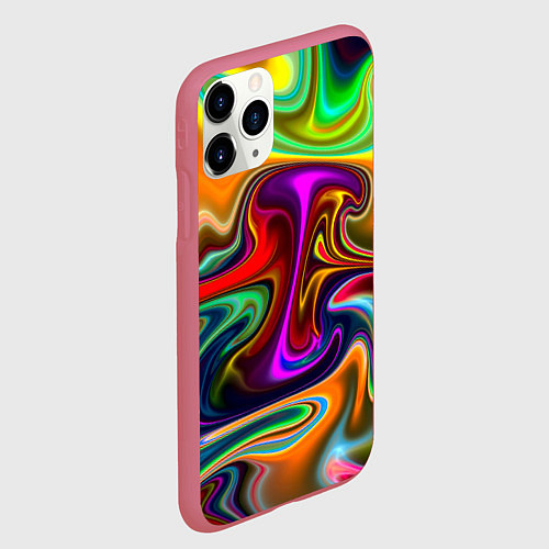 Чехол iPhone 11 Pro матовый Неоновые разводы / 3D-Малиновый – фото 2