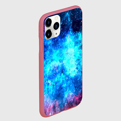 Чехол iPhone 11 Pro матовый Голубая вселенная / 3D-Малиновый – фото 2