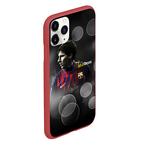 Чехол iPhone 11 Pro матовый Leo Messi / 3D-Красный – фото 2