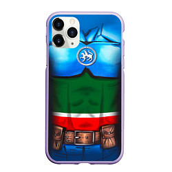Чехол iPhone 11 Pro матовый Капитан Татарстан, цвет: 3D-светло-сиреневый