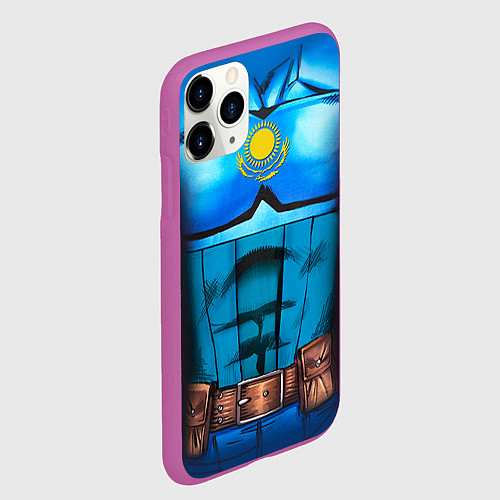 Чехол iPhone 11 Pro матовый Капитан Казахстан / 3D-Фиолетовый – фото 2
