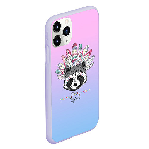 Чехол iPhone 11 Pro матовый Raccoon: Free Spirit / 3D-Светло-сиреневый – фото 2