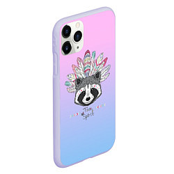 Чехол iPhone 11 Pro матовый Raccoon: Free Spirit, цвет: 3D-светло-сиреневый — фото 2