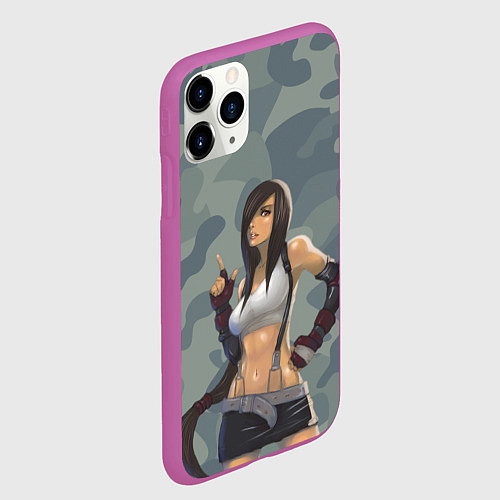 Чехол iPhone 11 Pro матовый Военная девушка Тифа Локхарт - Final Fantasy / 3D-Фиолетовый – фото 2