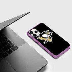 Чехол iPhone 11 Pro матовый Pittsburgh Penguins: Malkin, цвет: 3D-фиолетовый — фото 2