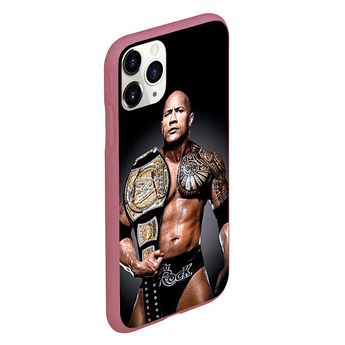 Чехол iPhone 11 Pro матовый Dwayne Johnson / 3D-Малиновый – фото 2