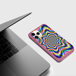Чехол iPhone 11 Pro матовый Красочная иллюзия, цвет: 3D-малиновый — фото 2