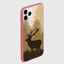 Чехол iPhone 11 Pro матовый Олень на охоте, цвет: 3D-малиновый — фото 2