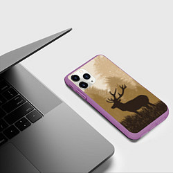 Чехол iPhone 11 Pro матовый Олень на охоте, цвет: 3D-фиолетовый — фото 2