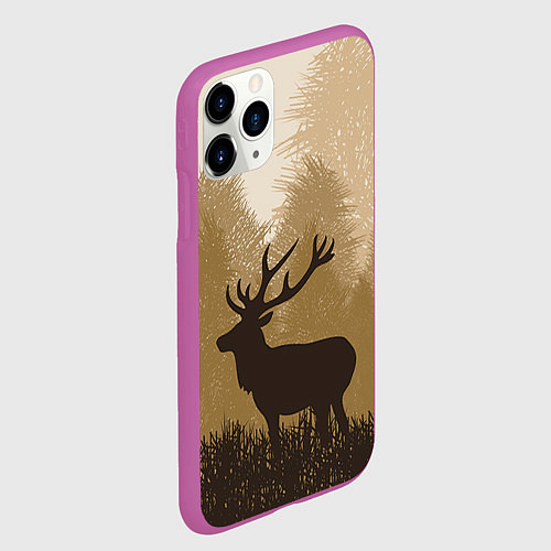 Чехол iPhone 11 Pro матовый Олень на охоте / 3D-Фиолетовый – фото 2