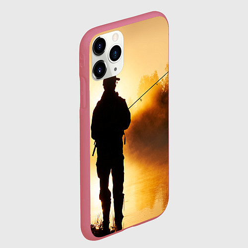 Чехол iPhone 11 Pro матовый Вечерний рыбак / 3D-Малиновый – фото 2