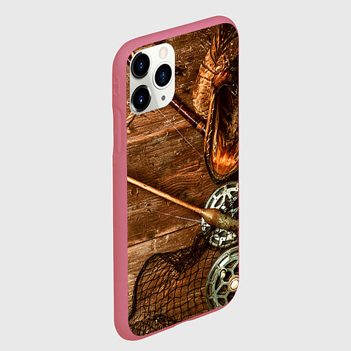 Чехол iPhone 11 Pro матовый Рыбацкий стол / 3D-Малиновый – фото 2