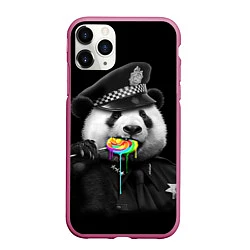 Чехол iPhone 11 Pro матовый Панда с карамелью, цвет: 3D-малиновый