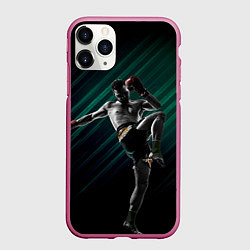 Чехол iPhone 11 Pro матовый Muay thai kick, цвет: 3D-малиновый