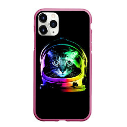 Чехол iPhone 11 Pro матовый Кот космонавт, цвет: 3D-малиновый