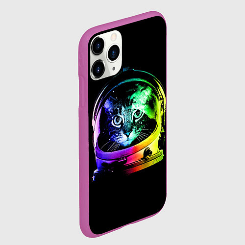 Чехол iPhone 11 Pro матовый Кот космонавт / 3D-Фиолетовый – фото 2