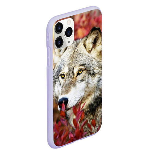 Чехол iPhone 11 Pro матовый Волк в кустах / 3D-Светло-сиреневый – фото 2