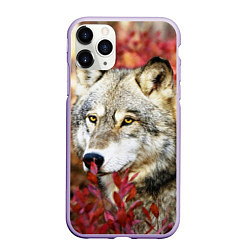 Чехол iPhone 11 Pro матовый Волк в кустах, цвет: 3D-светло-сиреневый