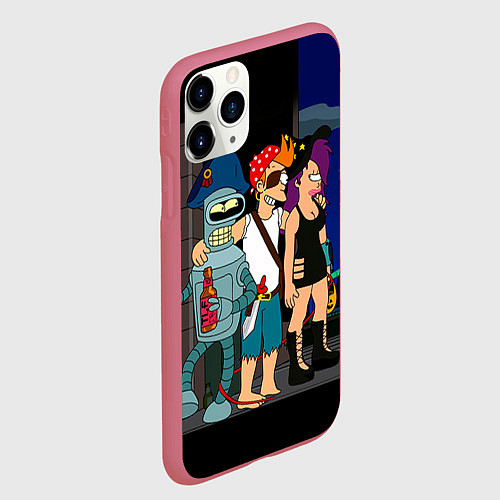 Чехол iPhone 11 Pro матовый Футурама пати / 3D-Малиновый – фото 2