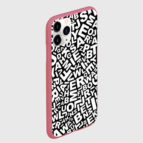 Чехол iPhone 11 Pro матовый Английский алфавит / 3D-Малиновый – фото 2