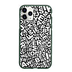 Чехол iPhone 11 Pro матовый Английский алфавит, цвет: 3D-темно-зеленый