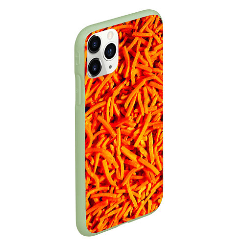 Чехол iPhone 11 Pro матовый Морковь / 3D-Салатовый – фото 2