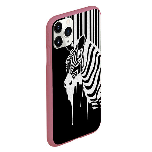 Чехол iPhone 11 Pro матовый Жидкая зебра / 3D-Малиновый – фото 2