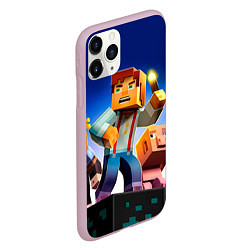 Чехол iPhone 11 Pro матовый Minecraft, цвет: 3D-розовый — фото 2