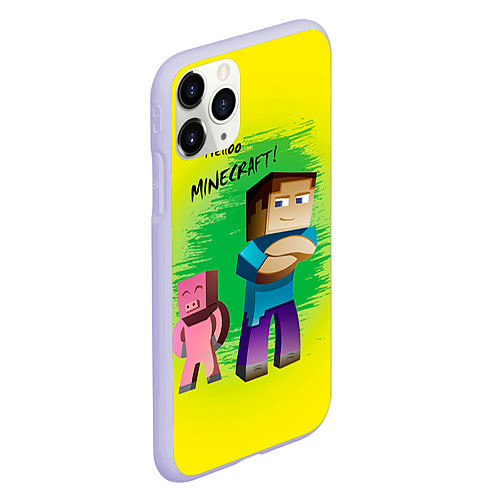 Чехол iPhone 11 Pro матовый Hello Minecraft / 3D-Светло-сиреневый – фото 2