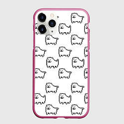 Чехол iPhone 11 Pro матовый Undertale Annoying dog white, цвет: 3D-малиновый