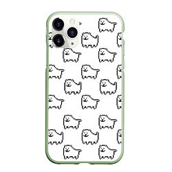 Чехол iPhone 11 Pro матовый Undertale Annoying dog white, цвет: 3D-салатовый