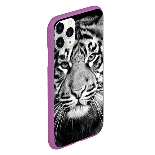 Чехол iPhone 11 Pro матовый Красавец тигр / 3D-Фиолетовый – фото 2