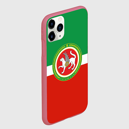 Чехол iPhone 11 Pro матовый Татарстан: флаг / 3D-Малиновый – фото 2