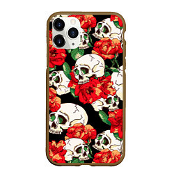 Чехол iPhone 11 Pro матовый Черепки и розы