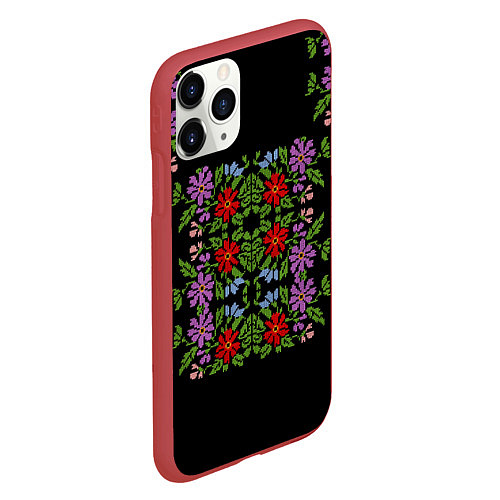 Чехол iPhone 11 Pro матовый Вышивка 20 / 3D-Красный – фото 2