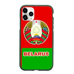 Чехол iPhone 11 Pro матовый Belarus Patriot, цвет: 3D-темно-зеленый